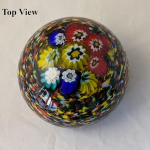 Vintage Collectable Unsigned Scrambled Millefiori Glass Paperweight - Possibly Murano(?)