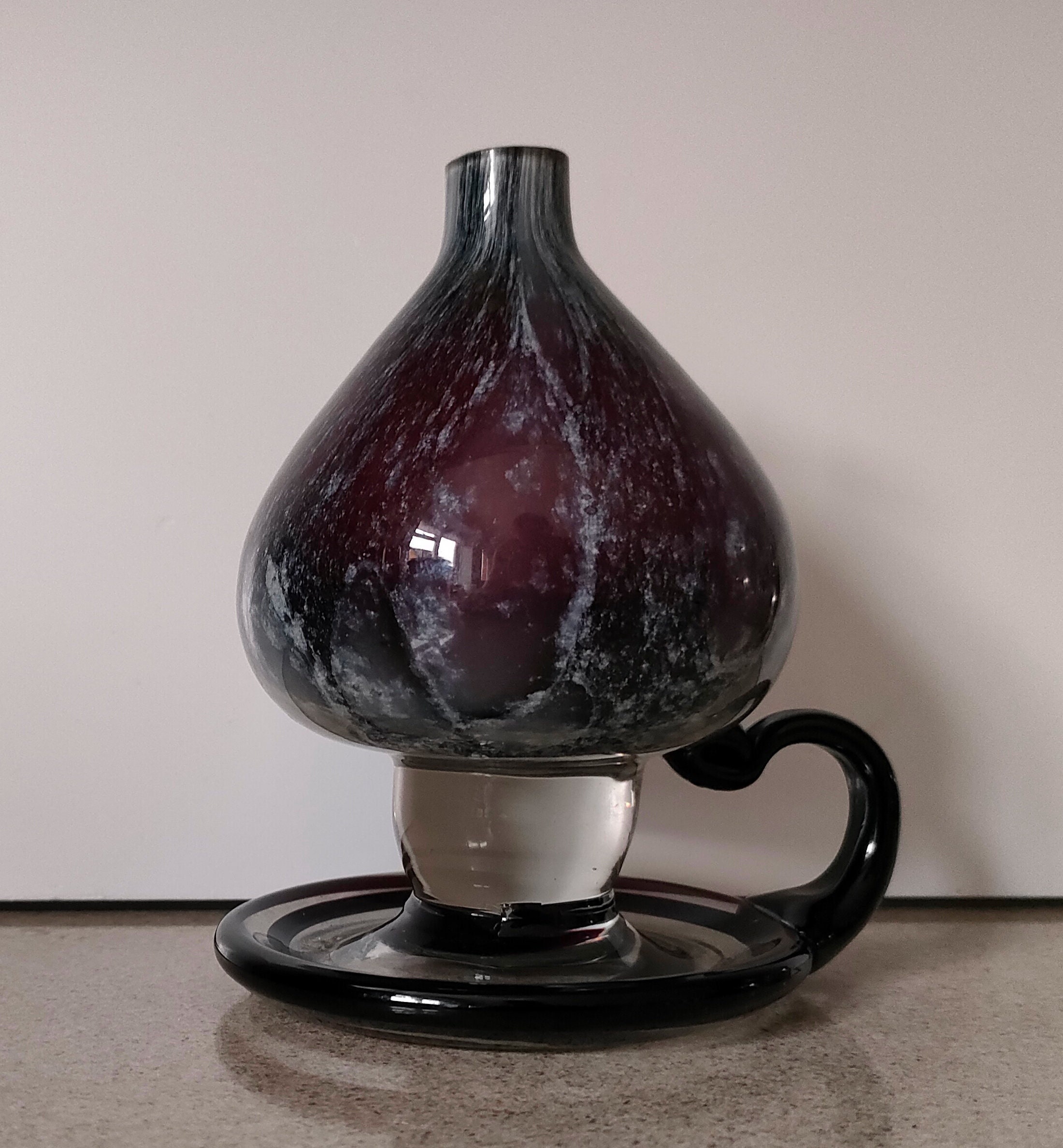 イギリス Okra 1989 グラス 花瓶 香水瓶 時代物 古道具 美術品