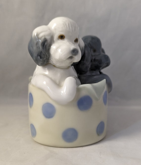 Vintage Collectable Lladro Nao Porcelain Ornament - Two Puppies in