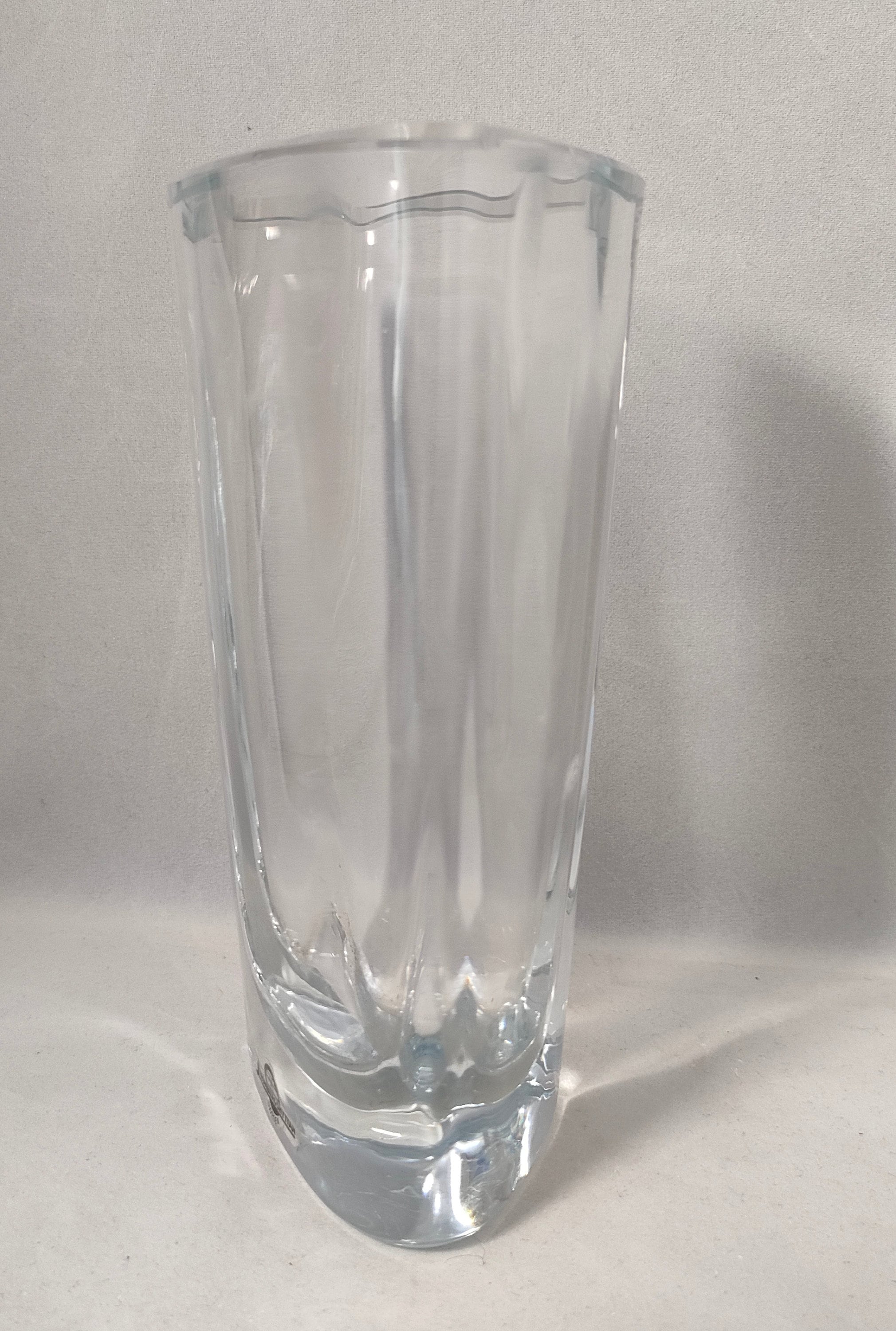 Vintage Strombergshyttan Swedish Tricorn Glass Vase - Signed and