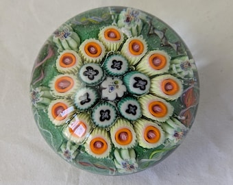 Vintage Collectable Strathearn Millefiori Glass Paperweight - Unsigned