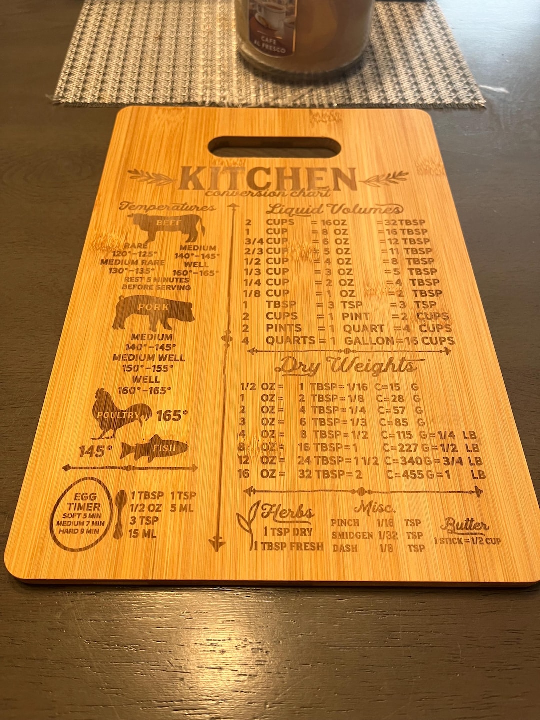 Measurement Chart Board / Charcuterie Board / 8”x12” Board Etsy