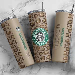 Starbucks 20 oz Skinny Tumbler Sublimation Design Template - Straight and Warped Design Leopard Pattern - PNG tumblers - Leopard Tumbler