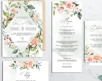 Wedding Invitation Template - Wedding Invitate Floral - Wedding Invitation - Invitation Template Download - You Print