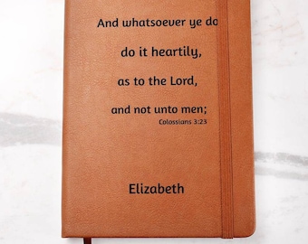 Personalized Leather Bible Verse Journal Christian Gift Work Notebook Religious Gifts