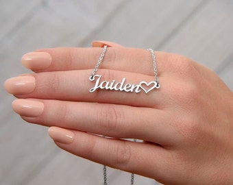 Personalized Name Necklace with Heart, Custom Jewelry for Her, Valentine's Day Gift, Mother's Day Gift