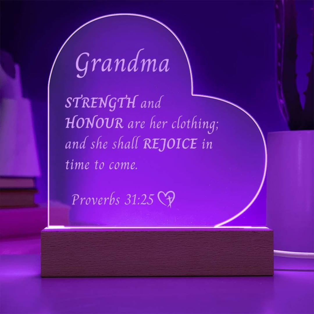Engraved Acrylic Heart, Gift for Grandma, Mother's Day Grandma, Bible ...