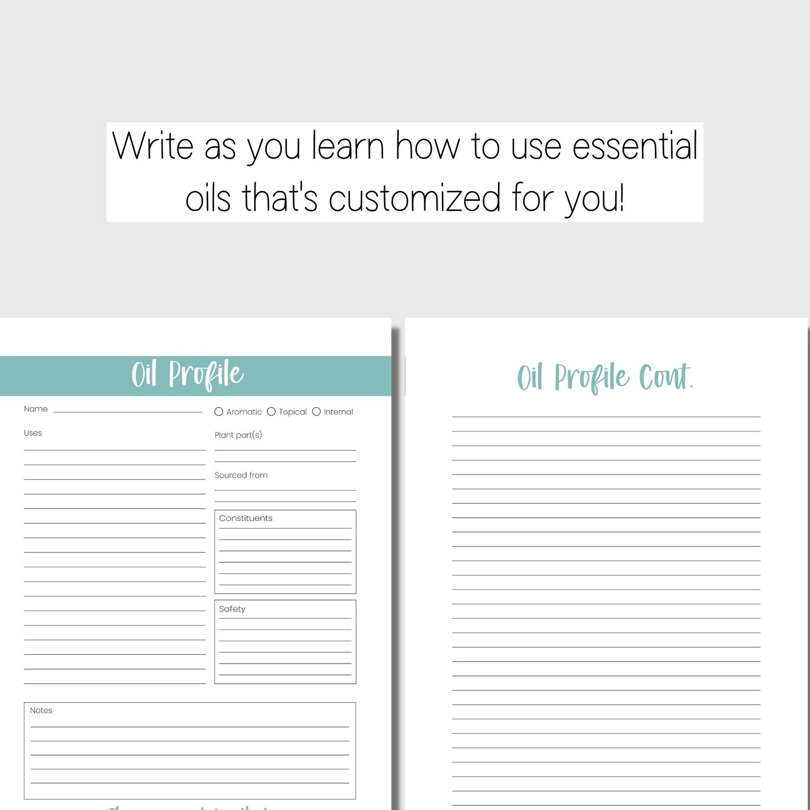 Essential Oil Journal Printable EO Digital Download Etsy
