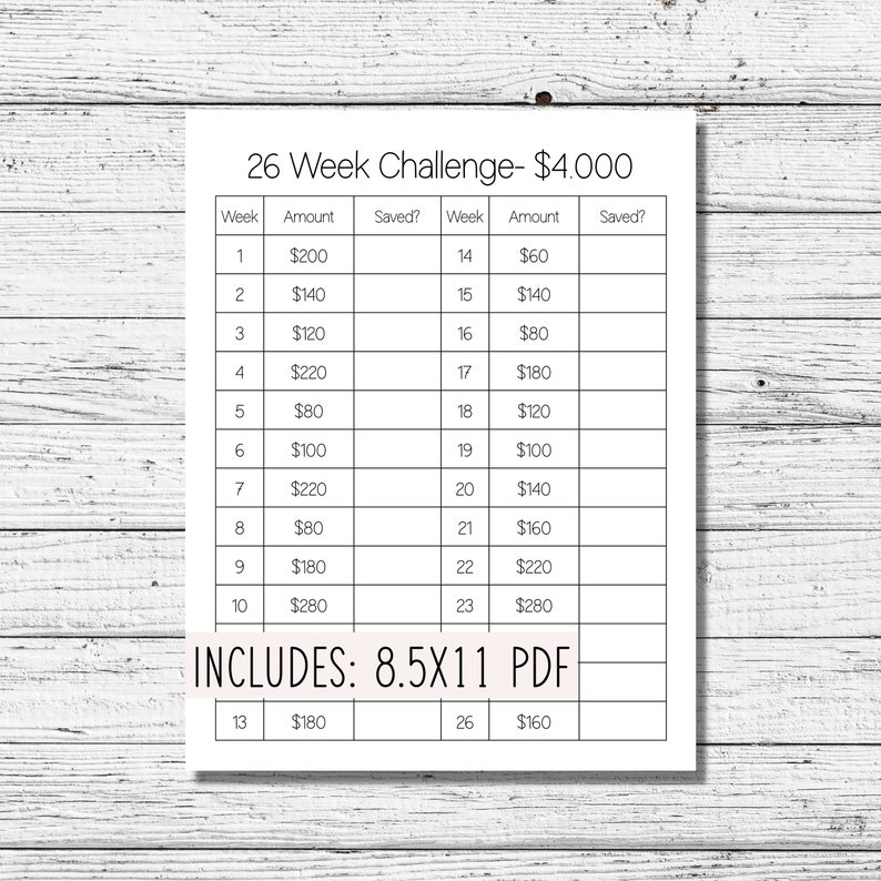 26 Week Savings Challenge 26 Week Savings 26 Week Challenge 4k