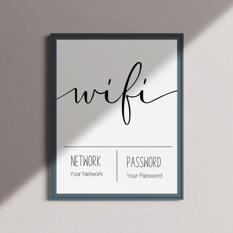 Wifi Printable Wifi Password Sign Guest Room Decor Airbnb Etsy