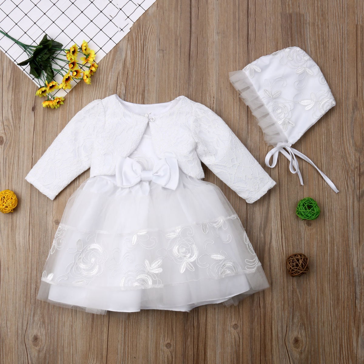 Baby Embroidery Dress Christening Bridesmaid Bow Wedding | Etsy