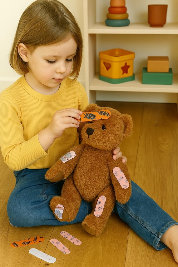 Reusable Fabric Bandaids for Kids | Pretend Play First Aid Kit | Montessori Toy | Eco-Friendly Plush Bandages | Doctor Role Play