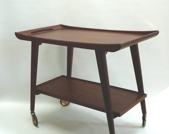 Teak serving trolley / bar trolley - Danish design, Opal small furniture - Germany, 1950s