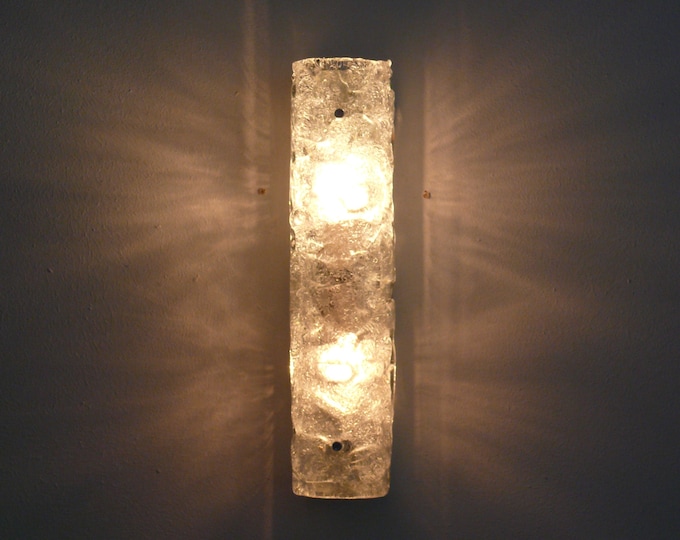 Hillebrand ice glass wall light/mirror light, 1970s, vintage