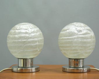1 pair of ice glass table lamps, Doria, Space Age - 1970s