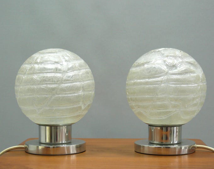 1 pair of ice glass table lamps, Doria, Space Age - 1970s