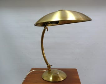 Large brass table lamp, Egon Hillebrand, 1930s, Bauhaus design