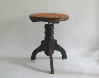 Piano stool, swivel stool with Viennese wickerwork, circa 1900