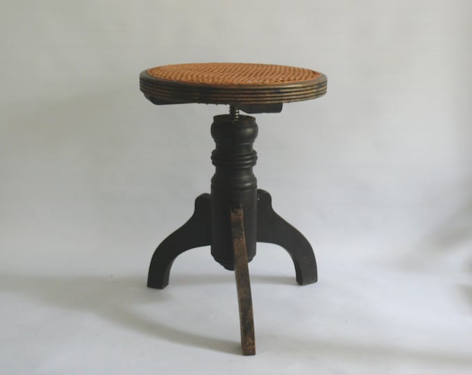 Piano stool, swivel stool with Viennese wickerwork, circa 1900