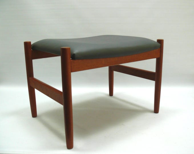 Ottoman - stool, teak - leather, Spottrup Denmark 1960s