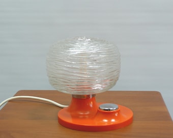 Hillebrand bedside lamp from the 1970s; glass - metal - plastic; Mid-Century, Space Age