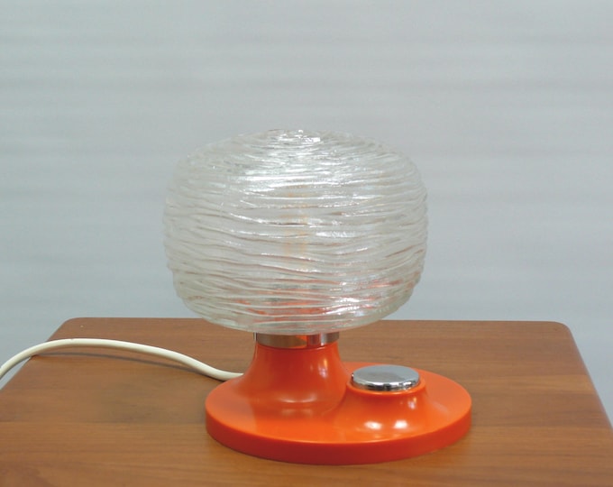 Hillebrand bedside lamp from the 1970s; glass - metal - plastic; Mid-Century, Space Age