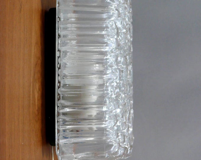 Vintage ice glass wall lamp, Glashütte Limburg, Germany, 1960s