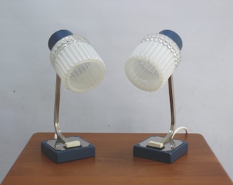 1 pair of bedside lamps from the 1960s, glass - chrome, Mid Century