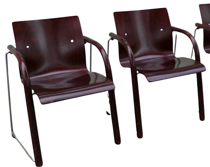 Set of 2 Thonet stacking chairs S 320, 1980s