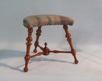 Victorian stool, tripod, upholstered stool, footstool, stool - vintage