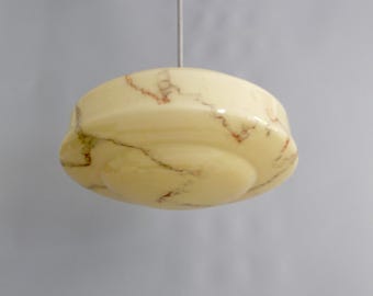 Large Art Deco rod pendant lamp in beige - 1930s-1950s
