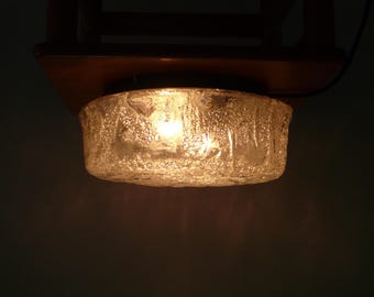 Ceiling light by Glashütte Limburg, Plafoniere, ice glass, bubble glass - 1960s