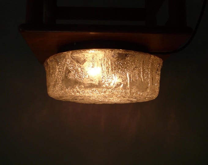 Ceiling light by Glashütte Limburg, Plafoniere, ice glass, bubble glass - 1960s