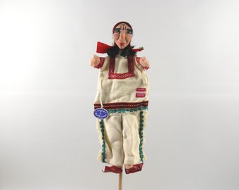 Original Dresden artist puppet / hand puppet with legs - Native American woman, 1970s
