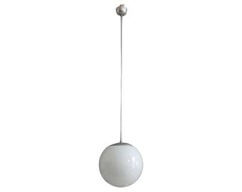 Elegant Art Deco spherical lamp with opal glass lampshade and chrome-plated lamp holder - Bauhaus - 1930 - 1940