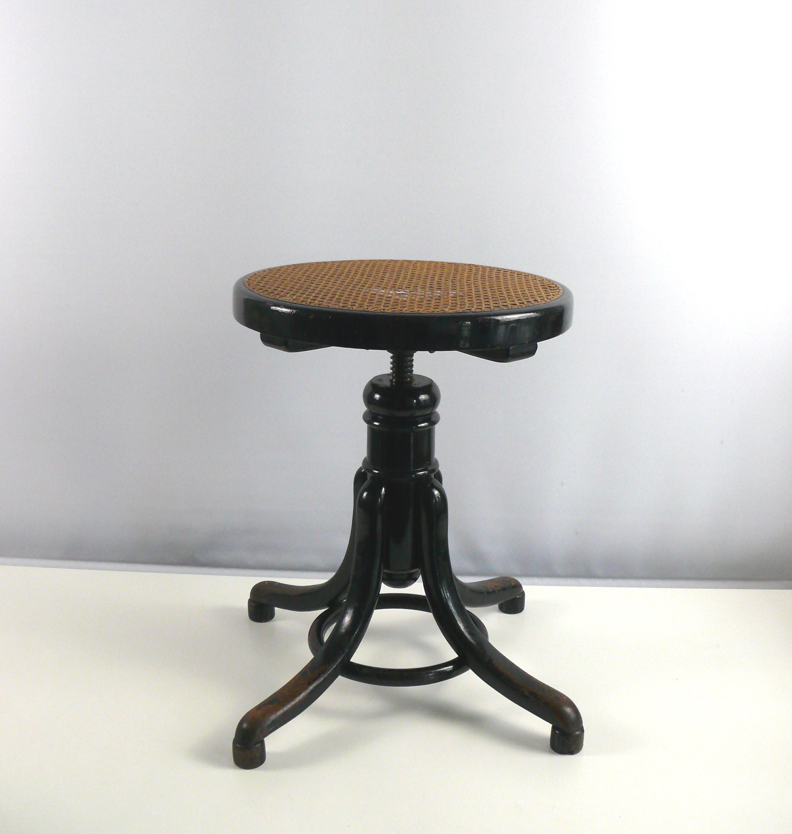 Thonet brothers, antique bentwood piano stool / swivel stool, ca. 1900
