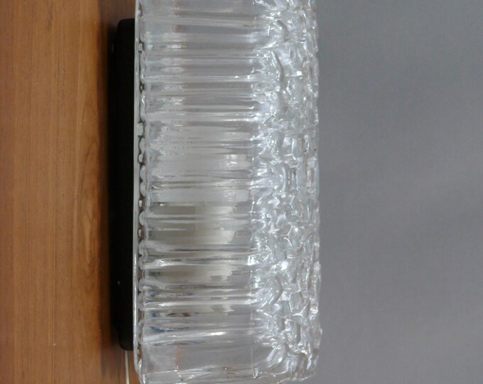 Vintage ice glass wall lamp, Glashütte Limburg, Germany, 1960s