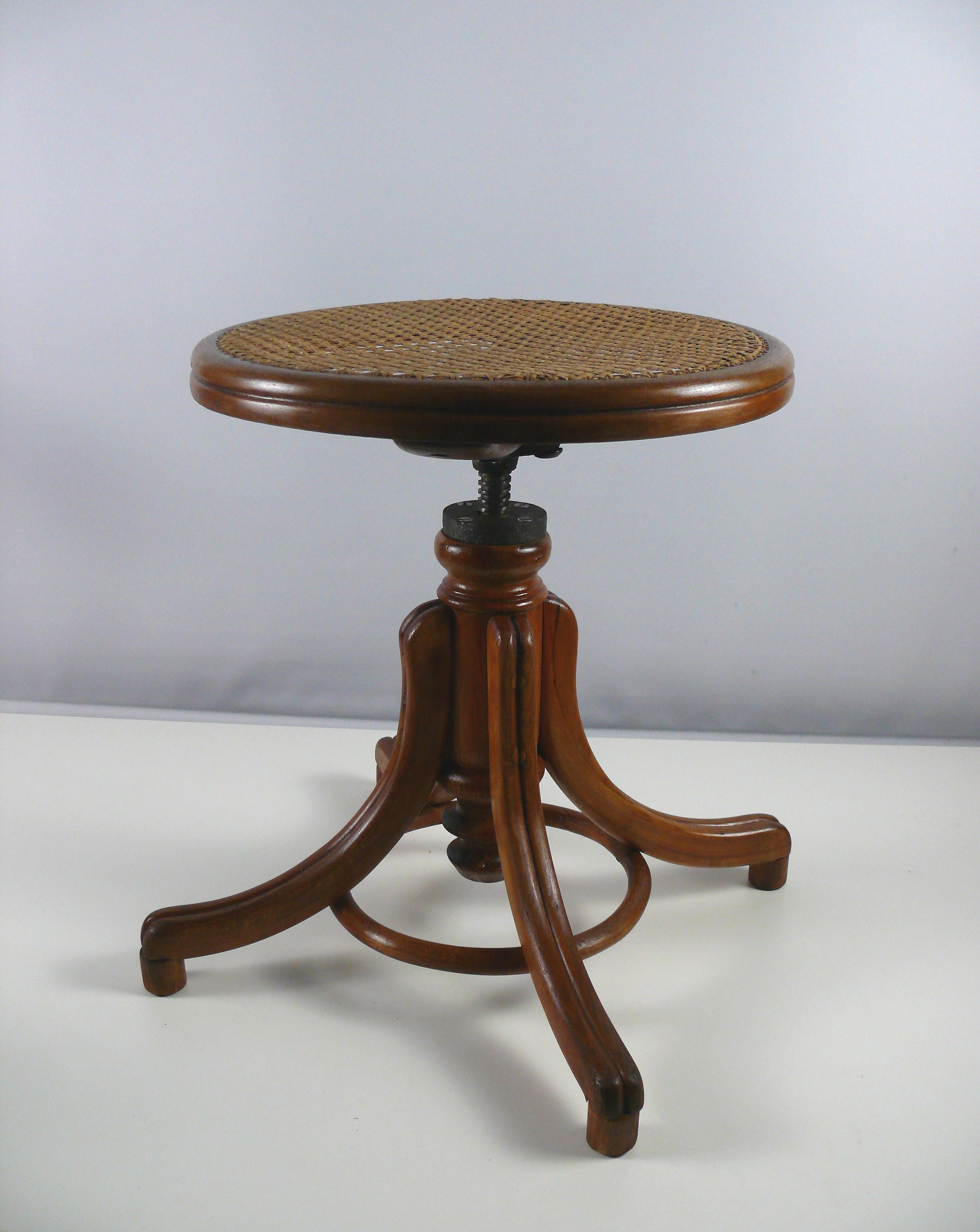 Antique bentwood piano stool / swivel stool, around 1900