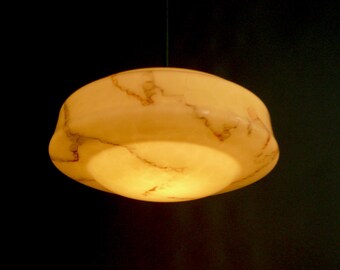 Large Art Deco rod pendant lamp in beige - 1930s-1950s