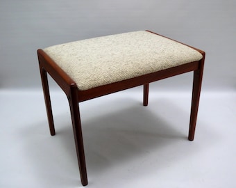 Ottoman stool, teak fabric, KS Møbler Denmark 1960s