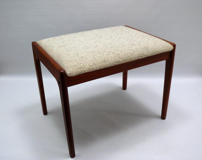 Ottoman stool, teak fabric, KS Møbler Denmark 1960s