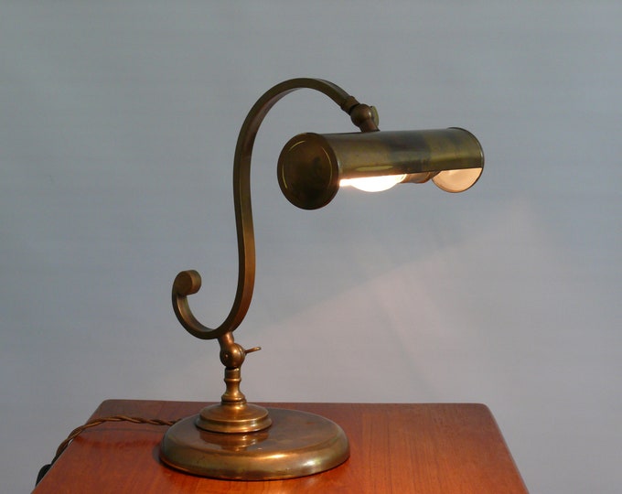 Solid brass banker lamp, Art Nouveau