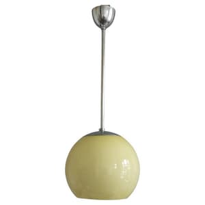 Elegant Art Deco spherical lamp with opal glass lampshade and chrome-plated lamp holder - Bauhaus - 1930 - 1940