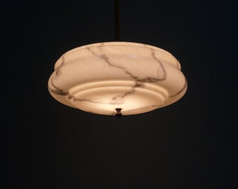 Large Art Deco rod pendant lamp in beige - 1930s-1940s