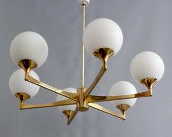 Stilnovo Leuchter, sechsarmig, Deutschland 1960er Jahre