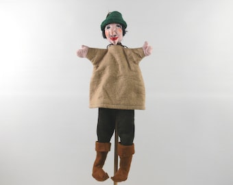 Original Dresden artist puppet / hand puppet with legs - Pied Piper, 1970s