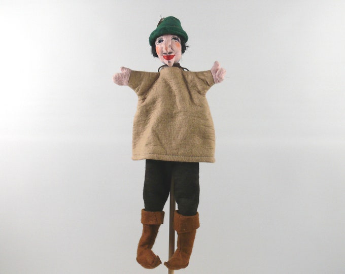 Original Dresden artist puppet / hand puppet with legs - Pied Piper, 1970s
