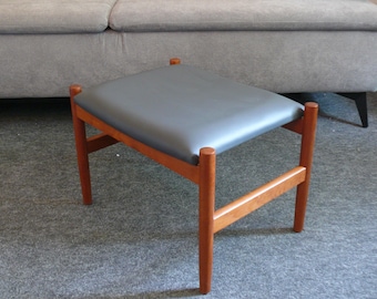 Ottomane - Hocker, Teak - Leder, Spottrup Dänemark 1960er