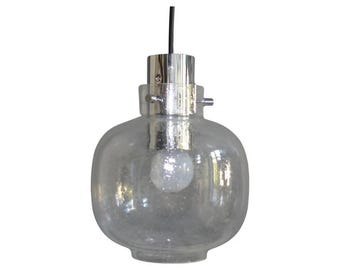 Glass pendant light 1960s, Glashütte Limburg, vintage