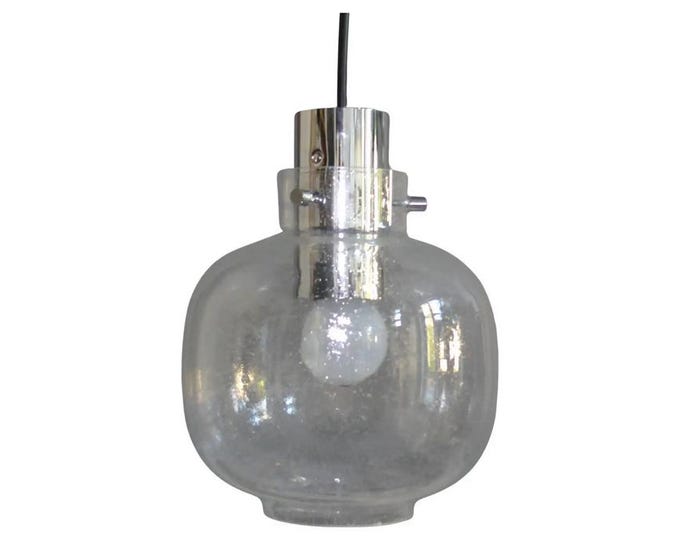 Glass pendant light 1960s, Glashütte Limburg, vintage